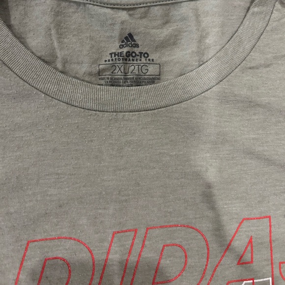 Adidas Gray Blue Red White Short Sleeve Tee Shirt Size XXL - Picture 2 of 4